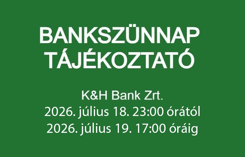 Bankszünnap tájékoztató 2026. július 18-19.
