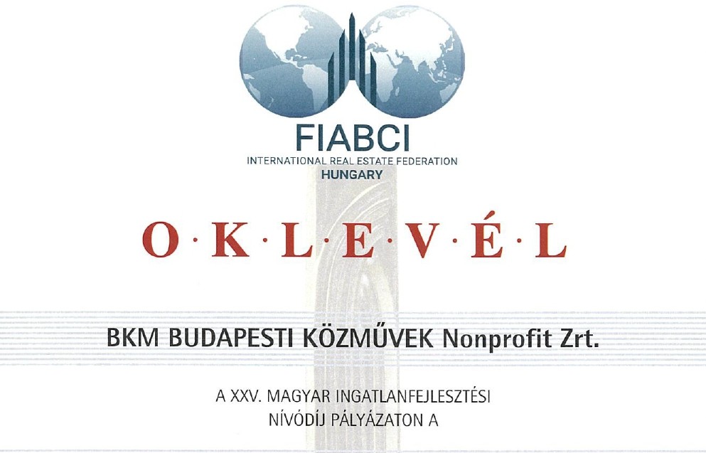 XXV. Magyar Ingatlanfejlesztési Nívódíj, a Budapesti Építész Kamara különdíja