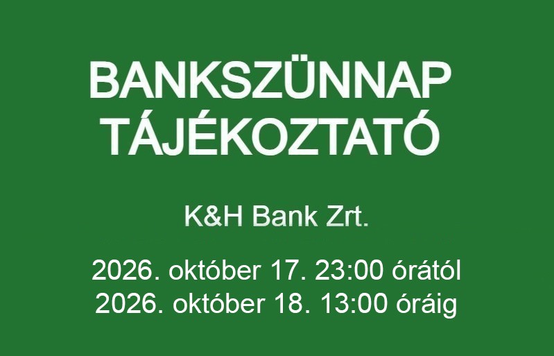 Bankszünnap tájékoztató 2026. október 17-18.